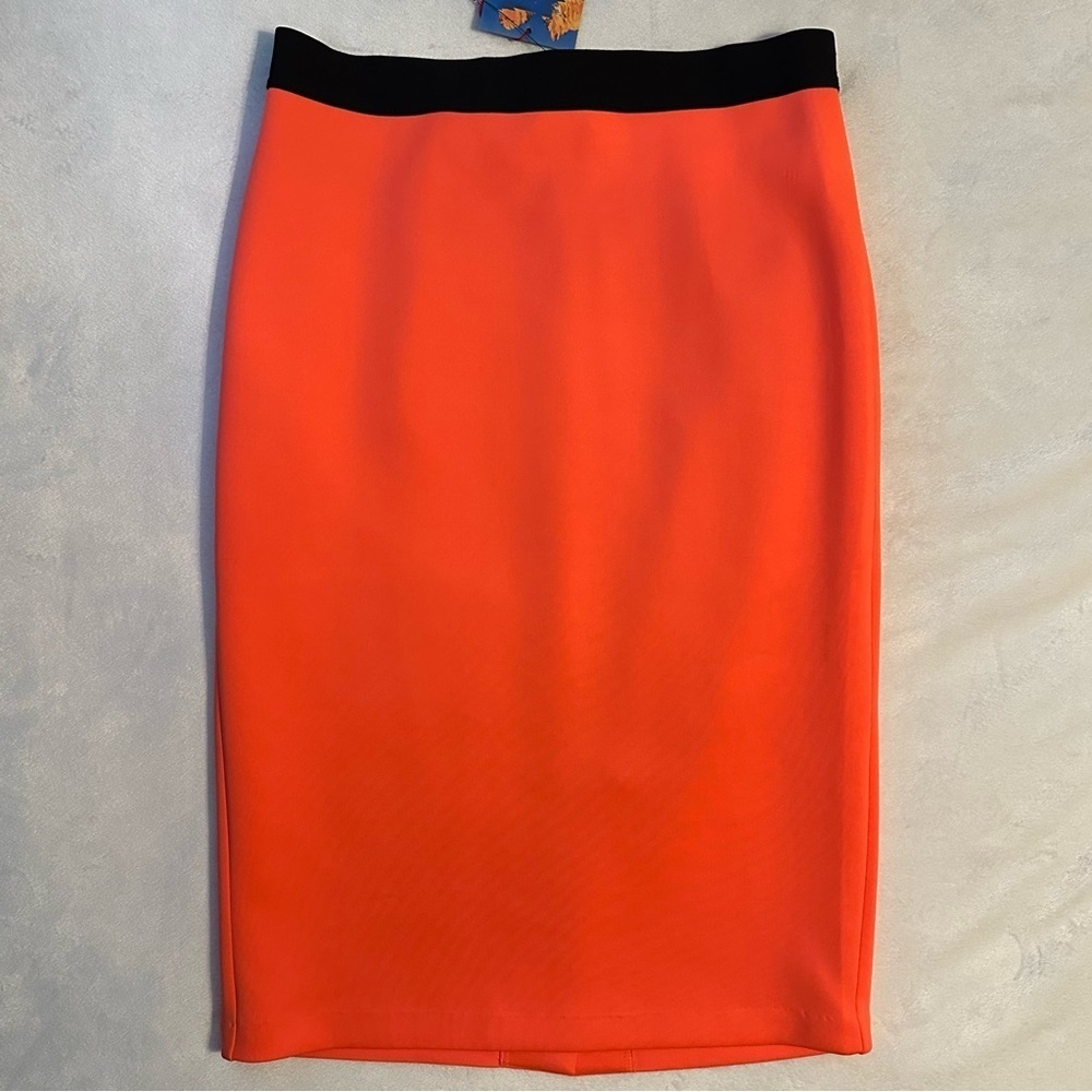 Milly x Design Nation Neon Orange Midi Tube Skirt Sz M Arancia stretch NWT